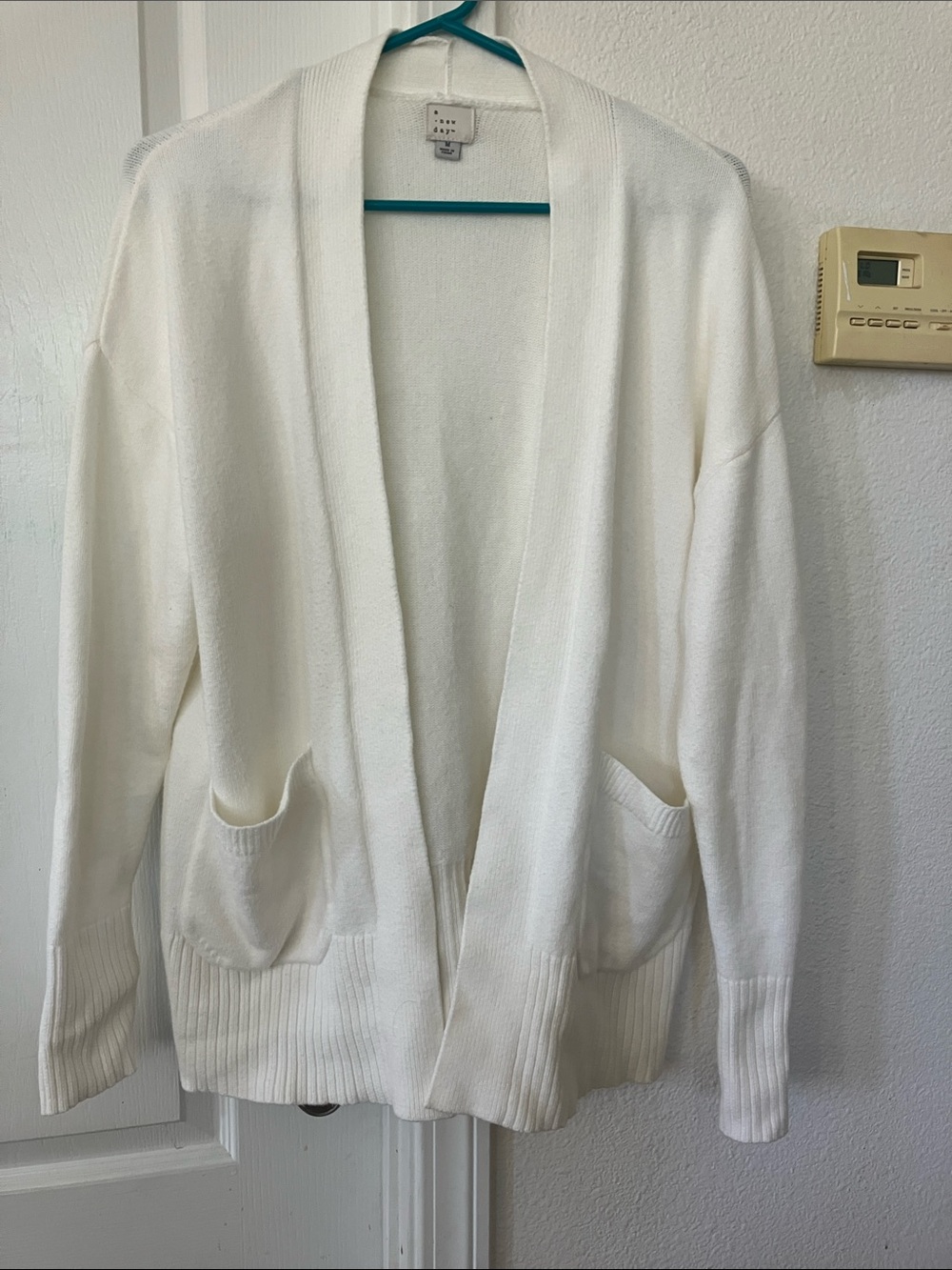 a new day Cotton blend Cream Open-Front Pocket Cardigan